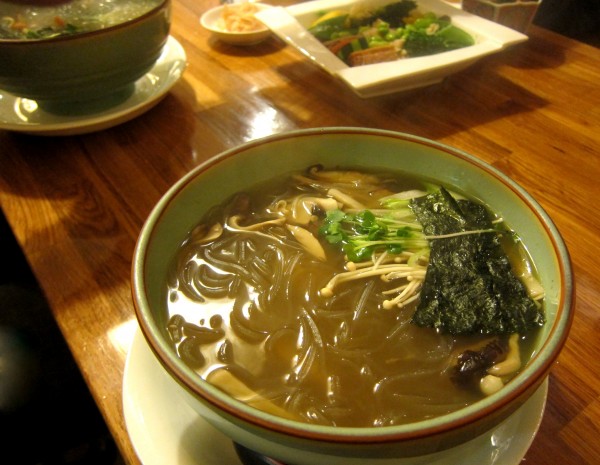 Kinoko harusame ($8.50) - potato starch glass noodle soup with mushroom (shimeji, eryngii, enoki, hiratake (oyster mushroom), portobello mushroom and shiitake.