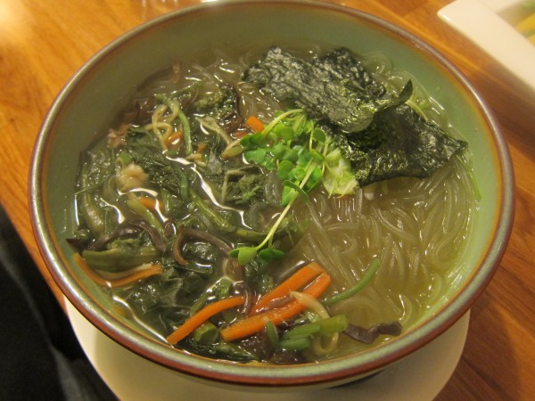 Sansai harusame - potato starch glass noodle soup with bracken, bamboo shoots, carrots, woodear mushroom and some kinds of greens