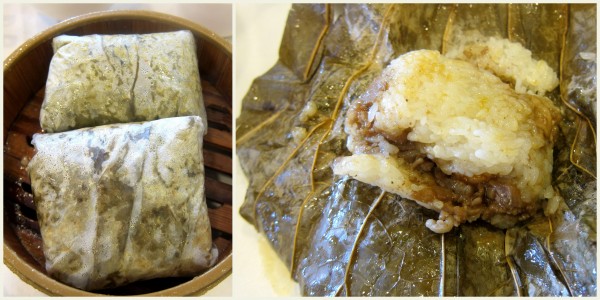 Lo mai gai ($4.25) - sticky rice with chicken wrapped in lotus leaf